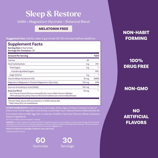 Natrol Sleep & Restore Gummies Non-Melatonin, 60 CT