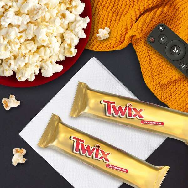 Twix, Ice Cream Bars Vanilla Caramel Chocolate Cookie Dessert Bar Individually Wrapped Bars, 5 ct, 1.93 oz