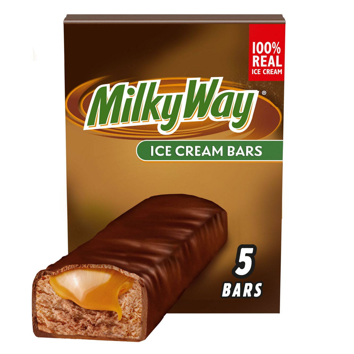 Milky Way, Chocolate Ice Cream Bars, Coated with Milk Chocolate and Caramel, 5 Pack, 2 Oz Bars