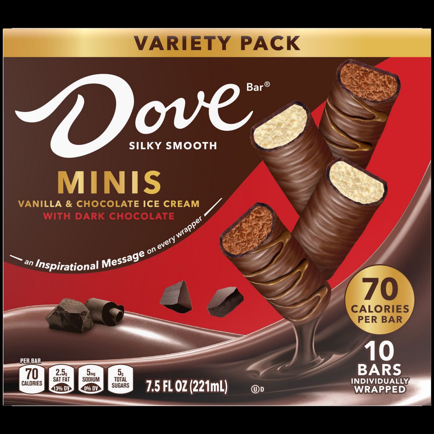 Dove, Mini Ice Cream Bars Variety Pack, 10 ct, 7.5 oz