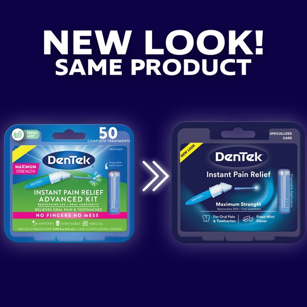 DenTek Instant Oral Pain Relief Advanced Kit, Benzocaine 20% Maximum Strength