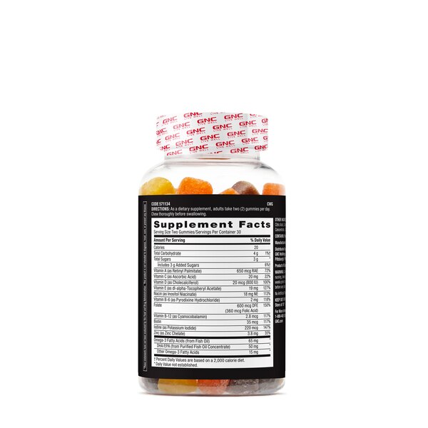 GNC Mega Men Multivitamin + Omega-3, Raspberry - Lemonade Gummies, 60 CT