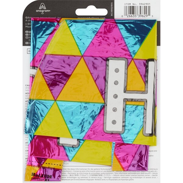 Rainbow Balloons Geometric "Happy Birthday" Foil Balloon, 18 in
