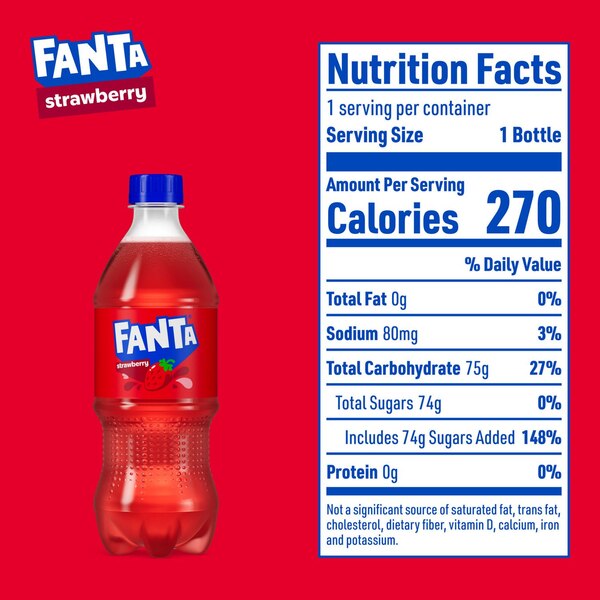 Fanta Strawberry Soda Bottle, 20 fl oz