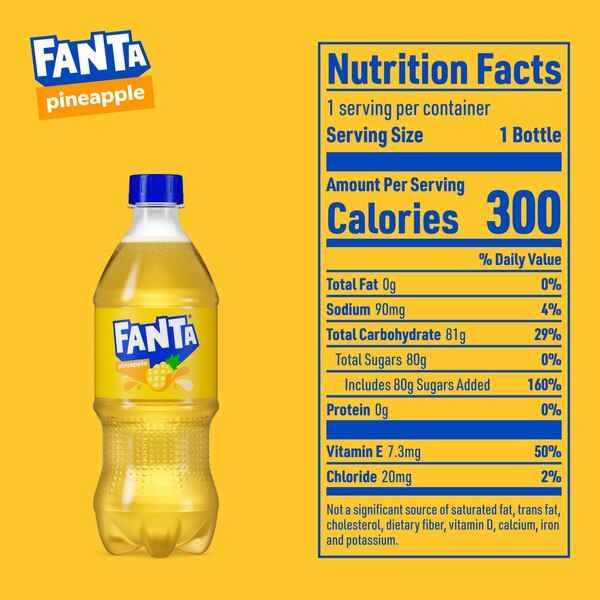 Fanta Pineapple Soda Bottle, 20 fl oz