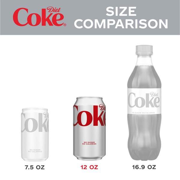 Diet Coke Soda Soft Drink, Cans, 12 ct, 12 oz 
