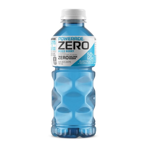 Powerade Zero Mixed Berry Blast, ION4 Electrolyte Enhanced Zero Sugar and Calorie Sports Drink, 20 OZ