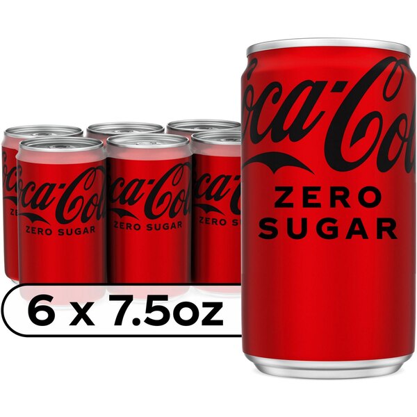 Coke Zero Sugar Diet Soda Soft Drink, 7.5 OZ Cans, 6 PK