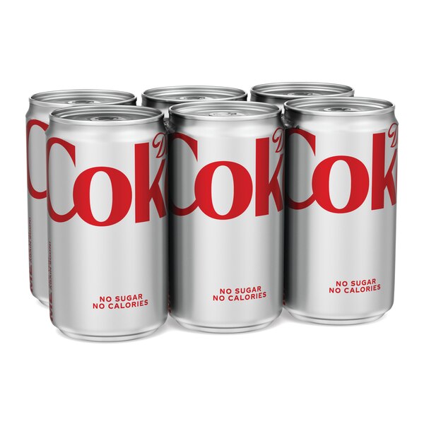 Diet Coke Soda Soft Drink, 7.5 OZ Cans, 6 PK