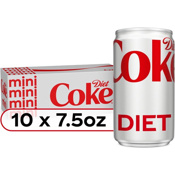Diet Coke Soda Soft Drink, 7.5 OZ Cans, 10 PK