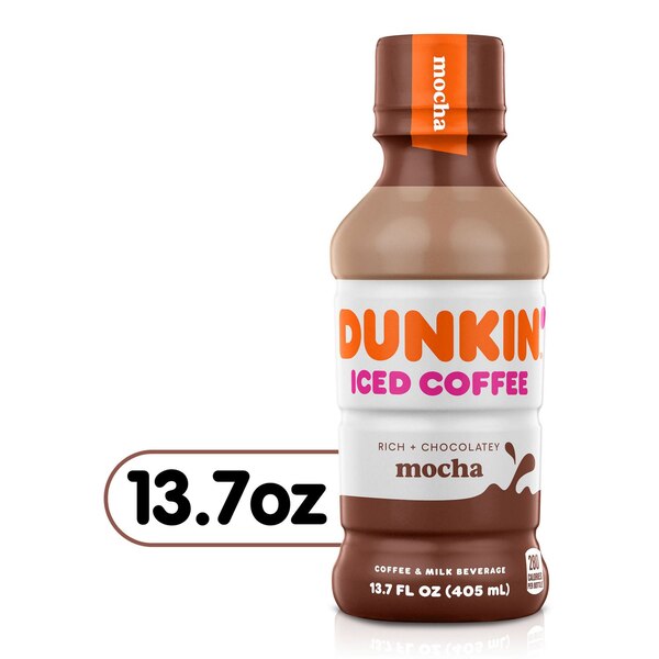 Dunkin' Donuts Mocha Iced Coffee Bottle, 13.7 fl oz