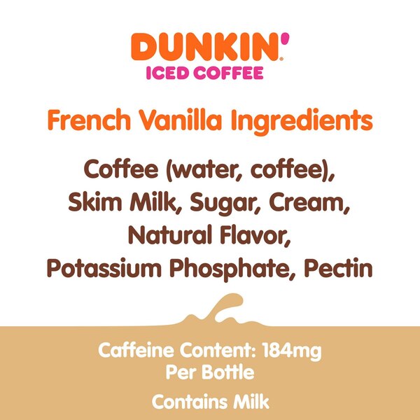 Dunkin' French Vanilla Iced Coffee Bottle, 13.7 OZ