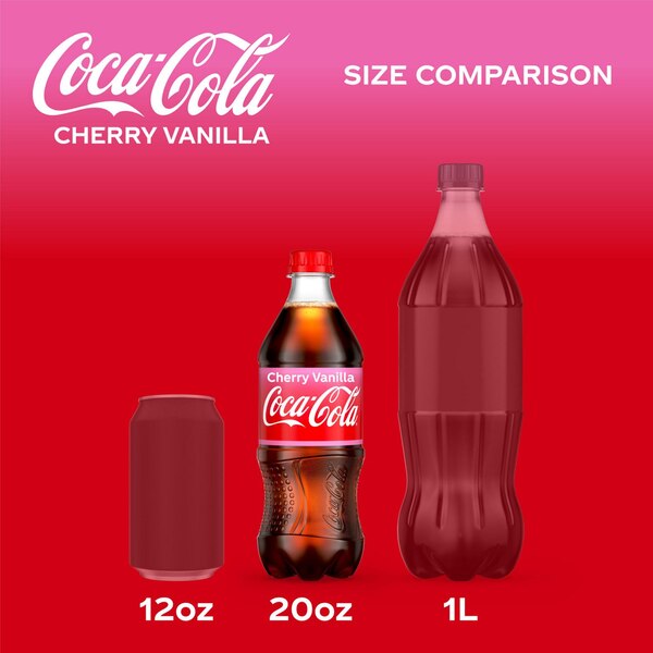 Cherry Vanilla Coke, Cherry Vanilla Flavored Coca-Cola Soda Pop Soft Drink, 20 OZ