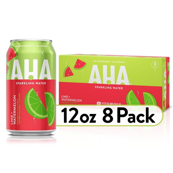 AHA Sparkling Flavored Water, 12 OZ Cans, 8 PK