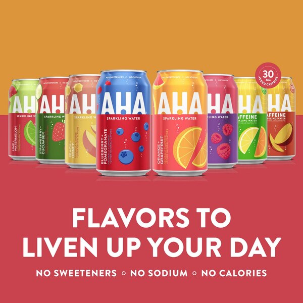 AHA Sparkling Flavored Water, 12 OZ Cans, 8 PK