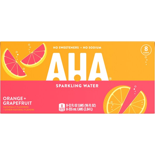 AHA Sparkling Flavored Water, 12 OZ Cans, 8 PK