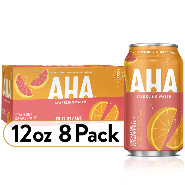 AHA Sparkling Flavored Water, 12 OZ Cans, 8 PK