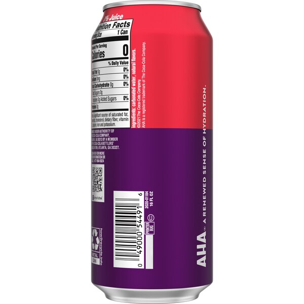 AHA Sparkling Raspberry Acai Flavored Water, 16 OZ