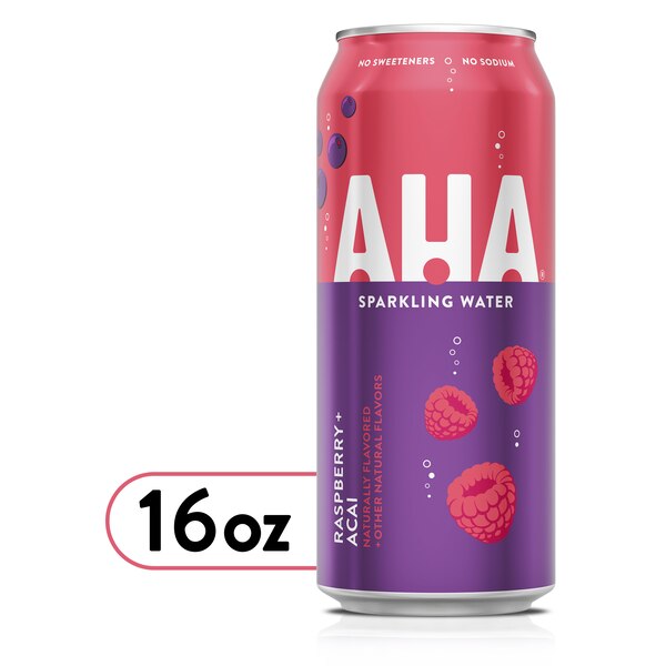 AHA Sparkling Raspberry Acai Flavored Water, 16 OZ