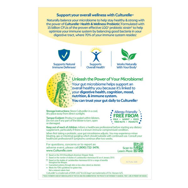 Culturelle Health & Wellness Daily Probiotic, Immune Support, Capsules