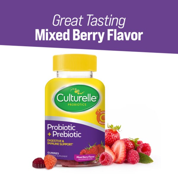 Culturelle Daily Prebiotic + Probiotic Gummies for Adults, Mixed Berry, 52 CT