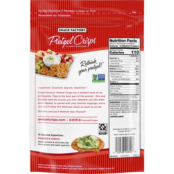 Snack Factory Pretzel Crisps, Everything, 7.2 oz