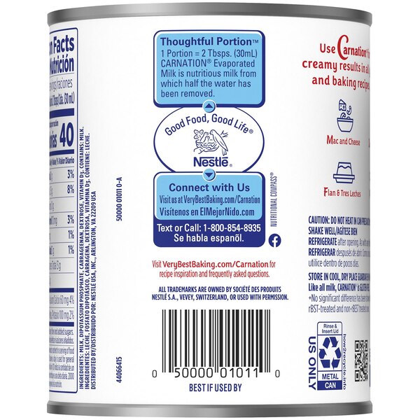 Nestle Carnation Evaporated Milk, Vitamin D Added, 12 Oz