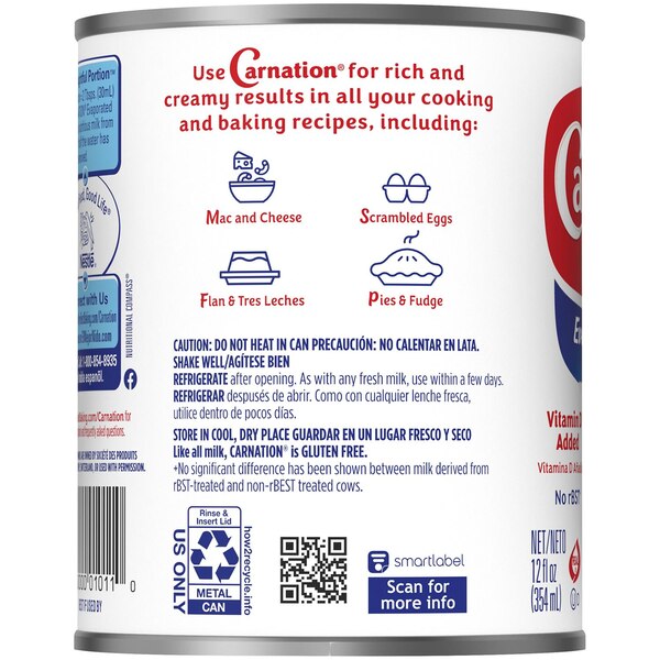Nestle Carnation Evaporated Milk, Vitamin D Added, 12 Oz