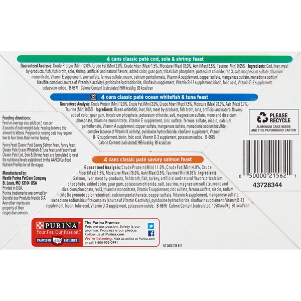 Fancy Feast Seafood Classic Pate Collection, 3 oz, 12 ct
