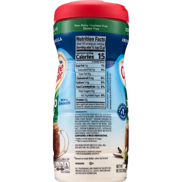 Coffee Mate Non-Dairy Creamer, Sugar-Free, French Vanilla, 10.2 OZ Canister