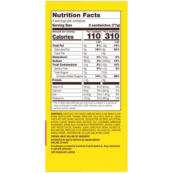 Nestle Toll House Mini Vanilla Chocolate Chip Cookie Sandwiches, 12 Count