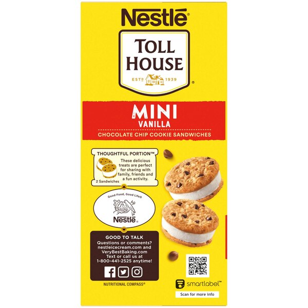 Nestle Toll House Mini Vanilla Chocolate Chip Cookie Sandwiches, 12 Count