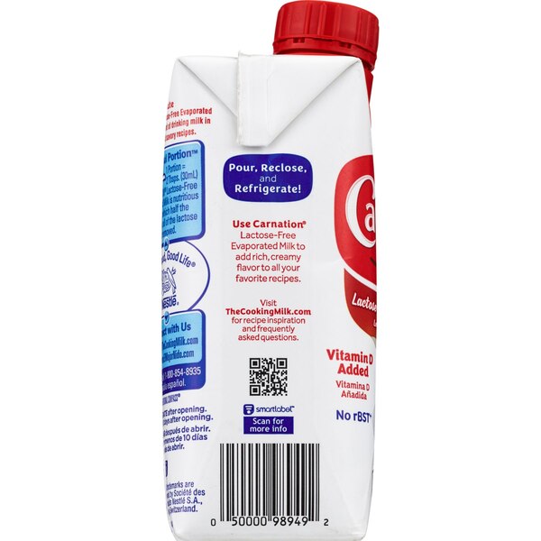 Nestle Carnation Lactose Free Evaporated Milk, 11 OZ