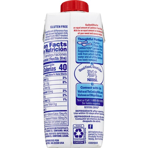 Nestle Carnation Lactose Free Evaporated Milk, 11 OZ