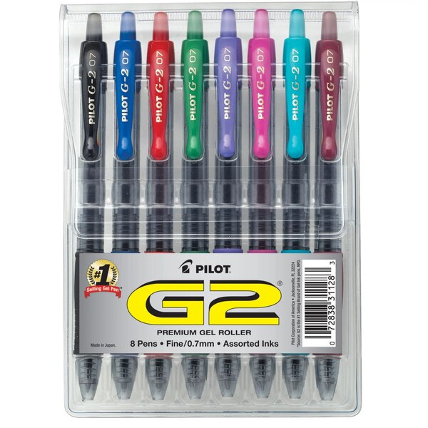 G2 Fine Point Gel Rollers, 8 Ink Colors, 8 ct