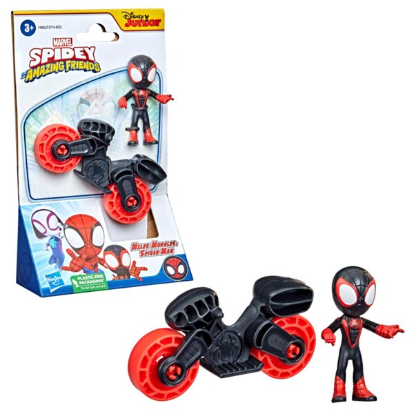 Marvel Spidey and His Amazing Friends Hero Figure with Motorcycle, Assorted Characters, 1 ct