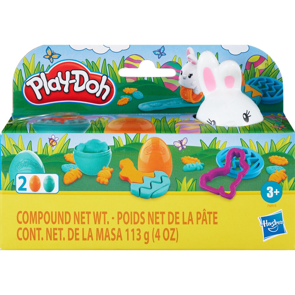 A yellow and green box containing a Play-Doh Easter set
