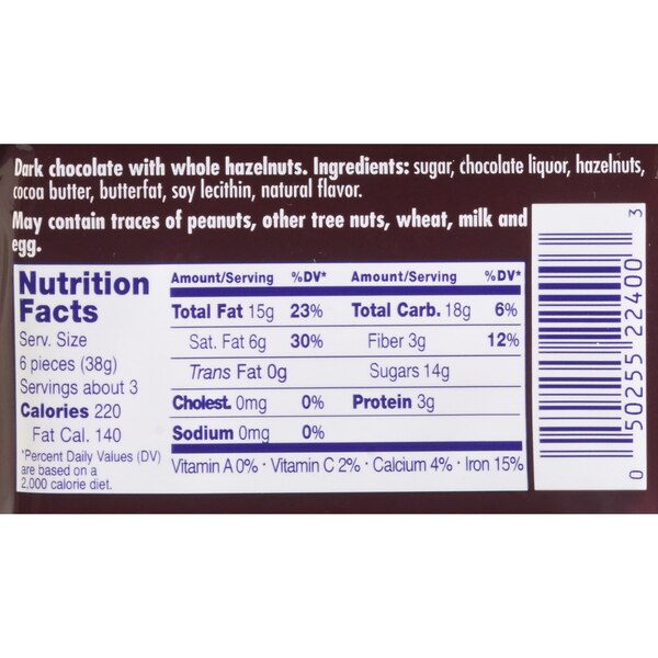 Ritter Sport Dark Chocolate with Whole Hazelnuts, 3.5 oz