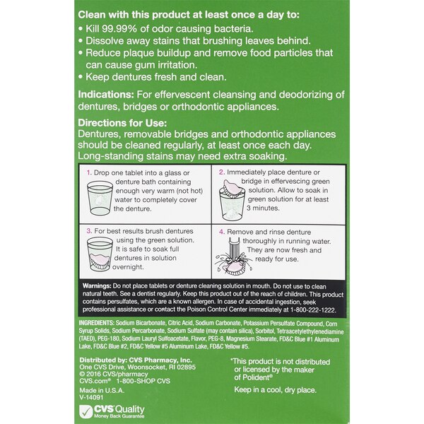 CVS Health 3-Minute Denture Cleanser Tablets, Minty Fresh