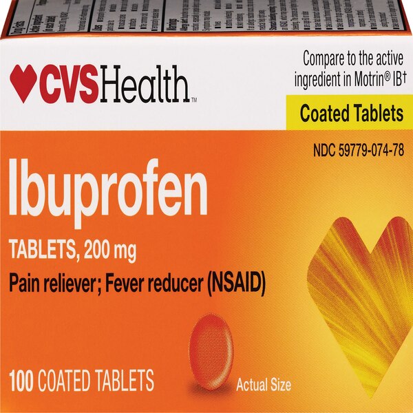 CVS Health Ibuprofen Pain Reliever & Fever Reducer (NSAID) 200 MG Coated Tablets, 100 CT