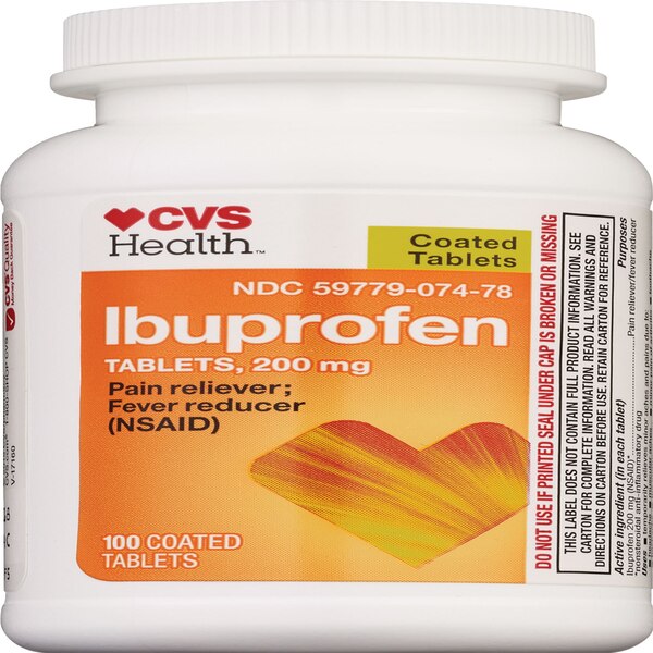 CVS Health Ibuprofen Pain Reliever & Fever Reducer (NSAID) 200 MG Coated Tablets, 100 CT