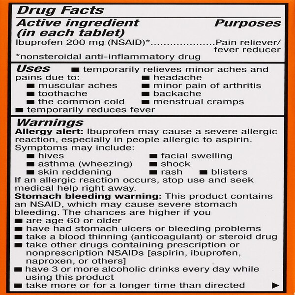 CVS Health Ibuprofen Pain Reliever & Fever Reducer (NSAID) 200 MG Coated Tablets, 100 CT