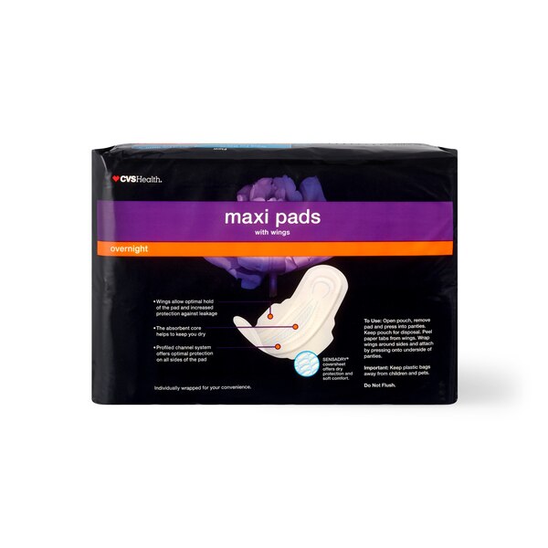CVS Health Maxi Pads with Wings, Overnight