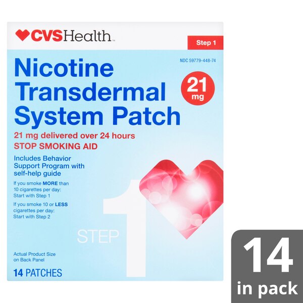 CVS Health Nicotine Transdermal System 21mg Patch, Step 1
