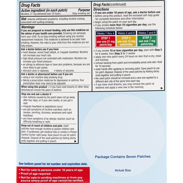CVS Health Nicotine Transdermal System 21mg Patch, Step 1