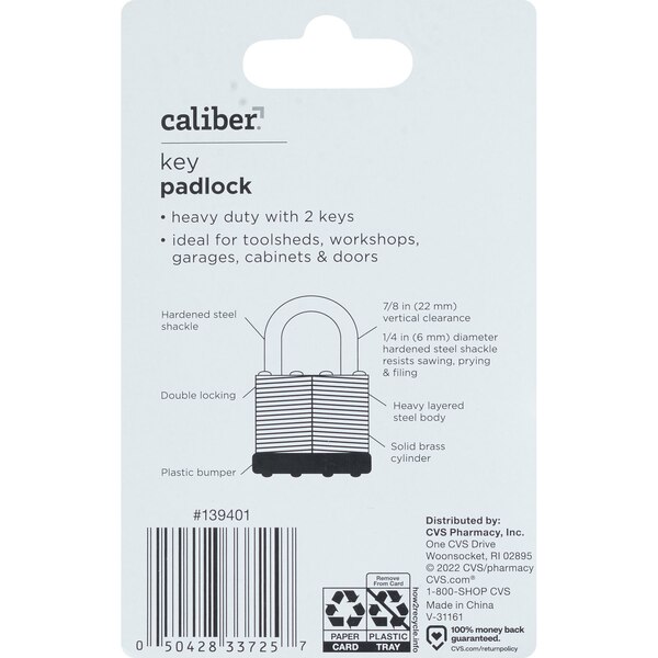 Caliber Heavy Duty Steel Padlock