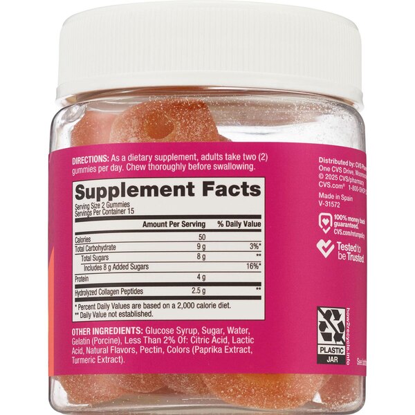 CVS Health Collagen Peach Rings, 30 CT