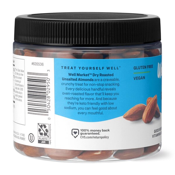 Well Market, Dry Roasted Unsalted Almonds, 8 oz