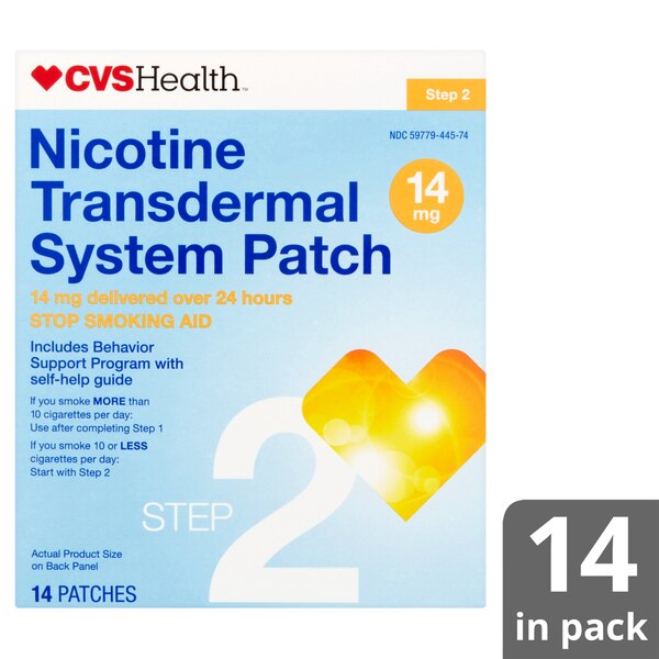 CVS Health Nicotine Transdermal System 14mg Patch, Step 2, 14 CT
