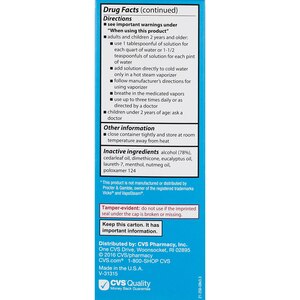 CVS Health Vapor Steam Cough Suppressant, Soothing Menthol, 8 OZ